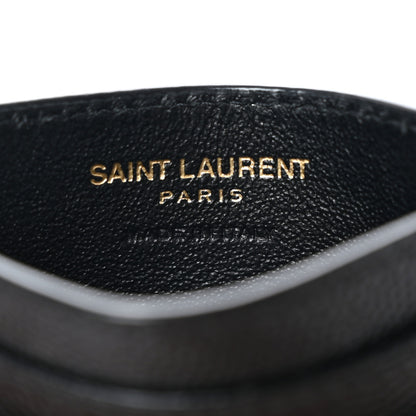Saint Laurent Grain De Poudre Matelasse Chevron Monogram Credit Card Case Black 6 of 11