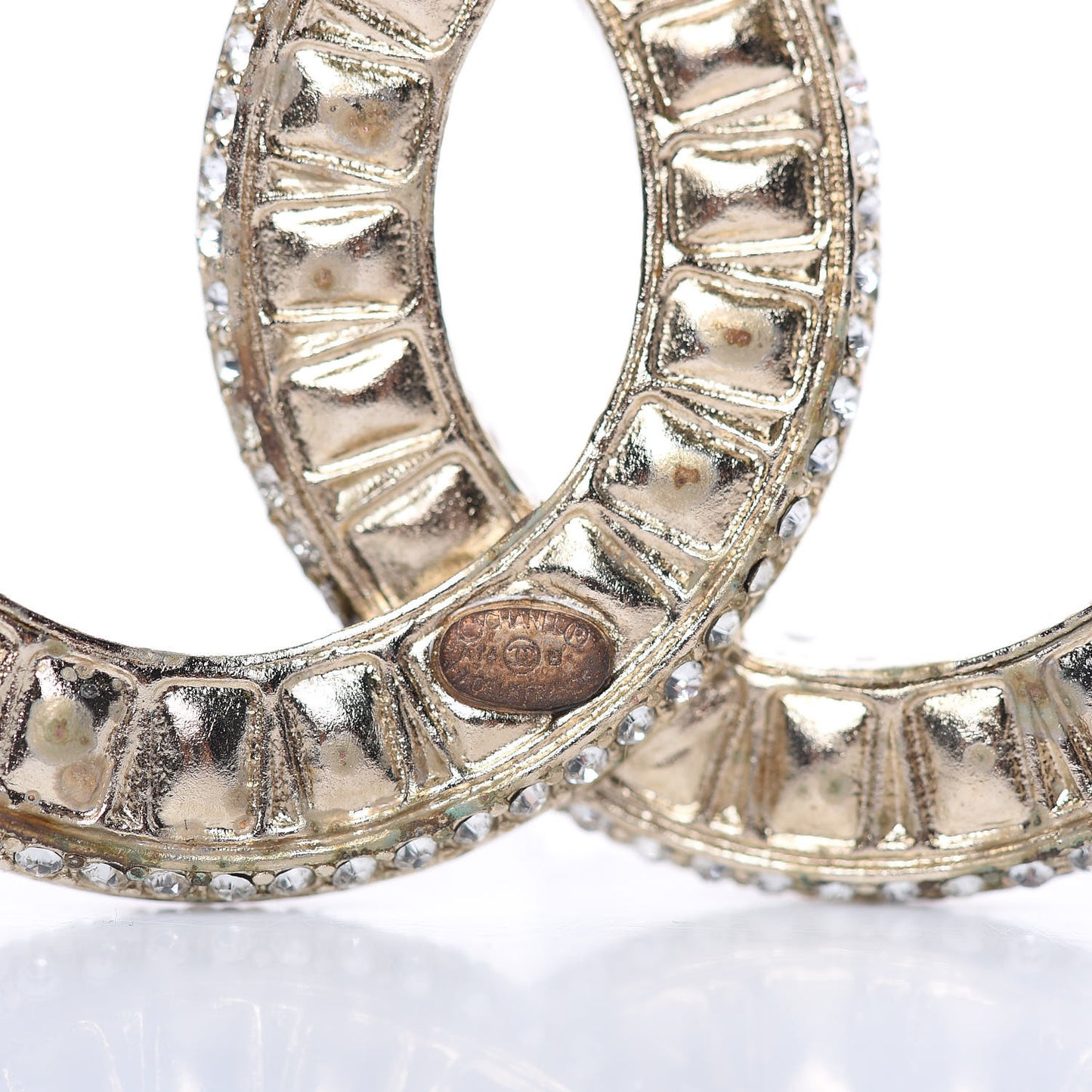 Baguette Crystal CC Brooch Gold