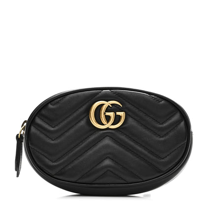 Gucci Calfskin Matelasse GG Marmont Belt Bag Black 1 of 8