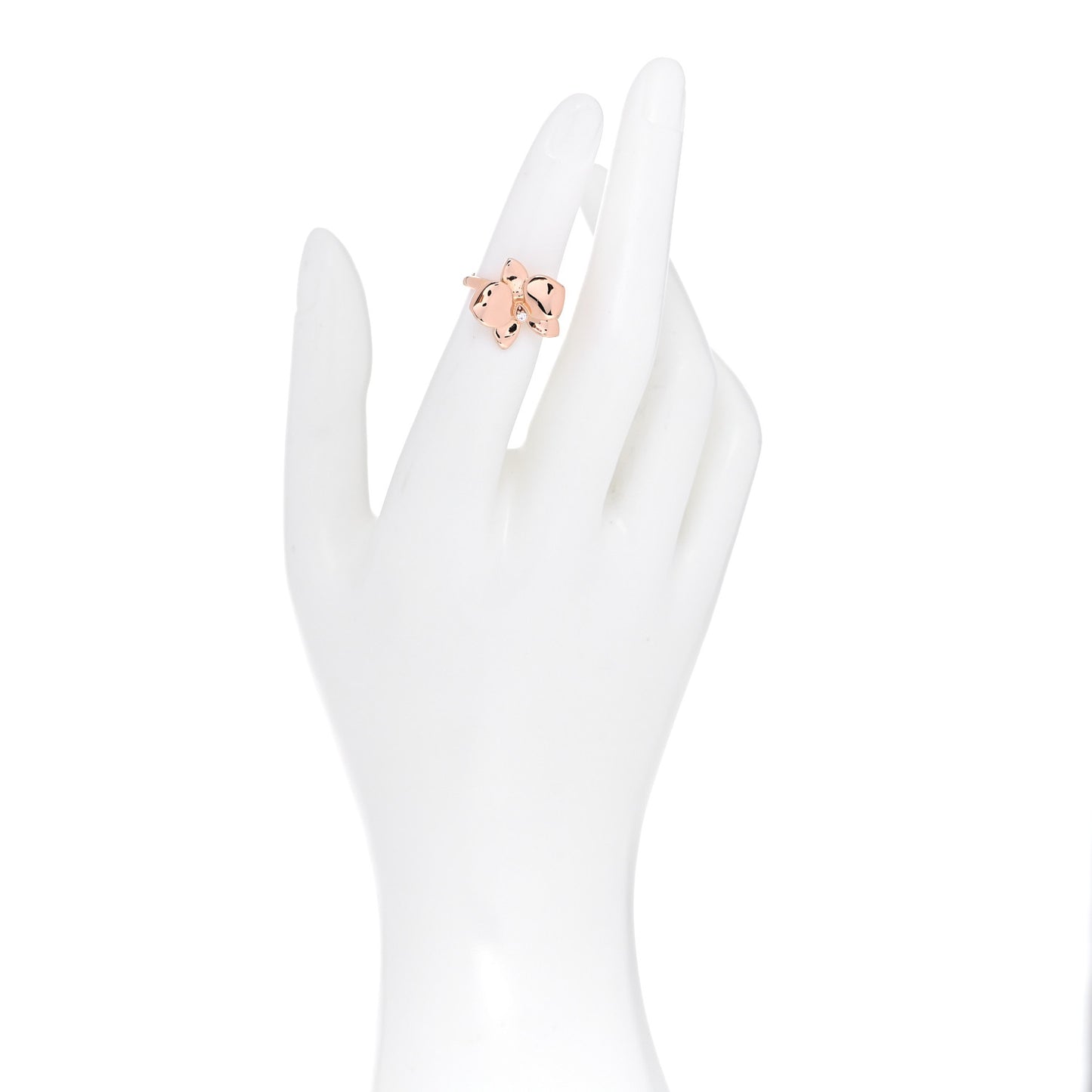 18K Pink Gold Diamond Caresse D'Orchidees Par Cartier Ring 48 4.5