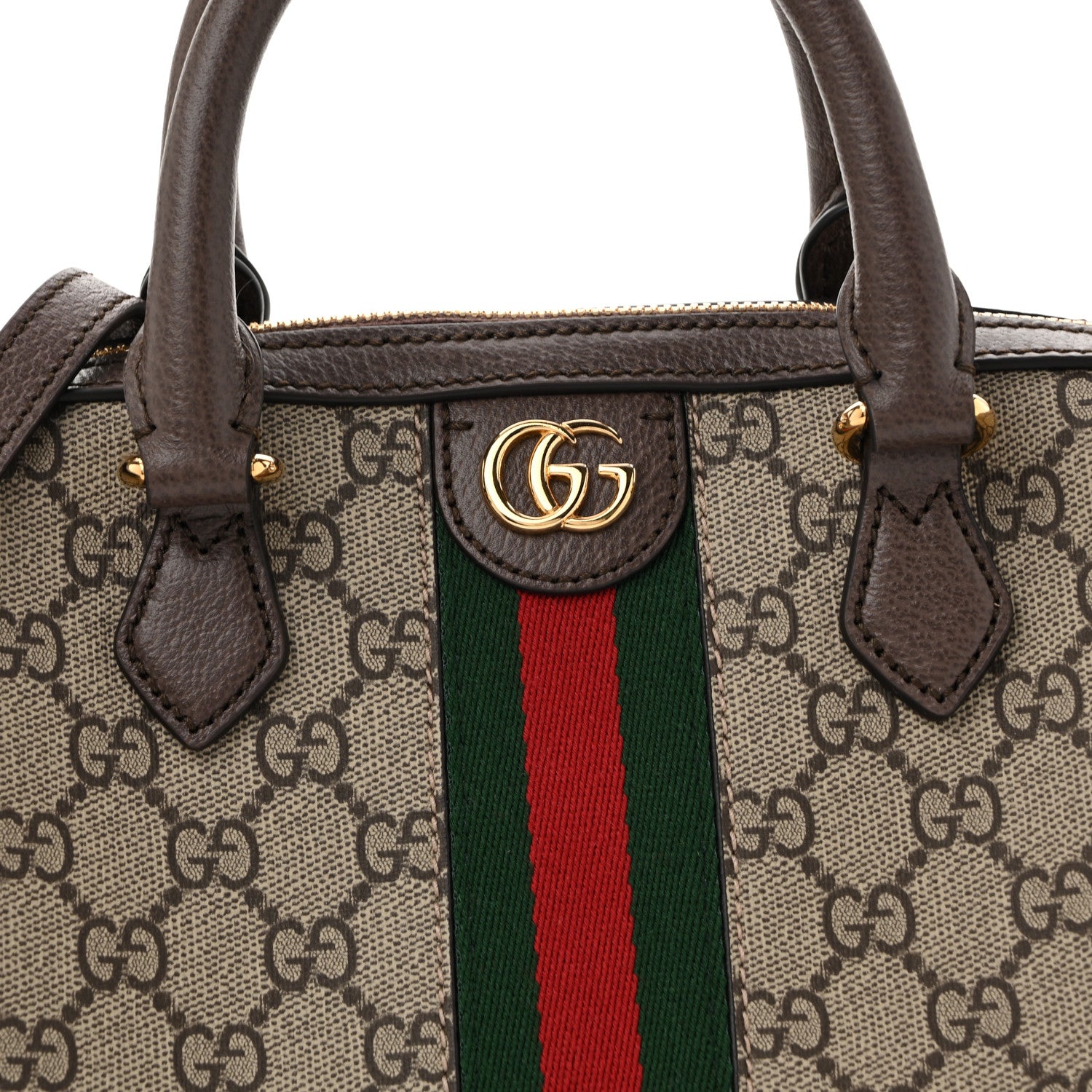 Gucci GG Supreme Monogram Web Small Ophidia Top Handle Bag  Beige Ebony 9 of 15