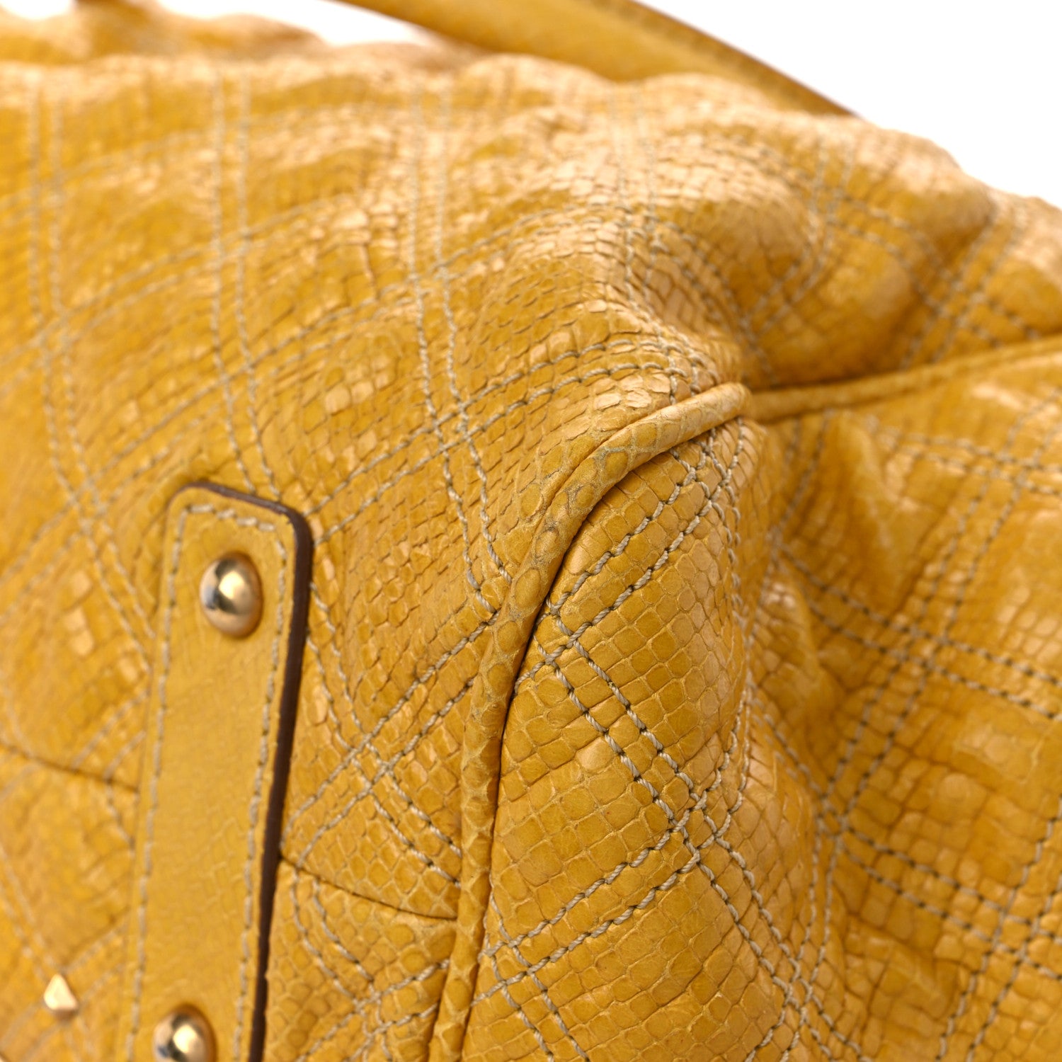 Marc Jacobs Python Embossed Calfskin Quilted Studded Stam Yellow 10 of 21