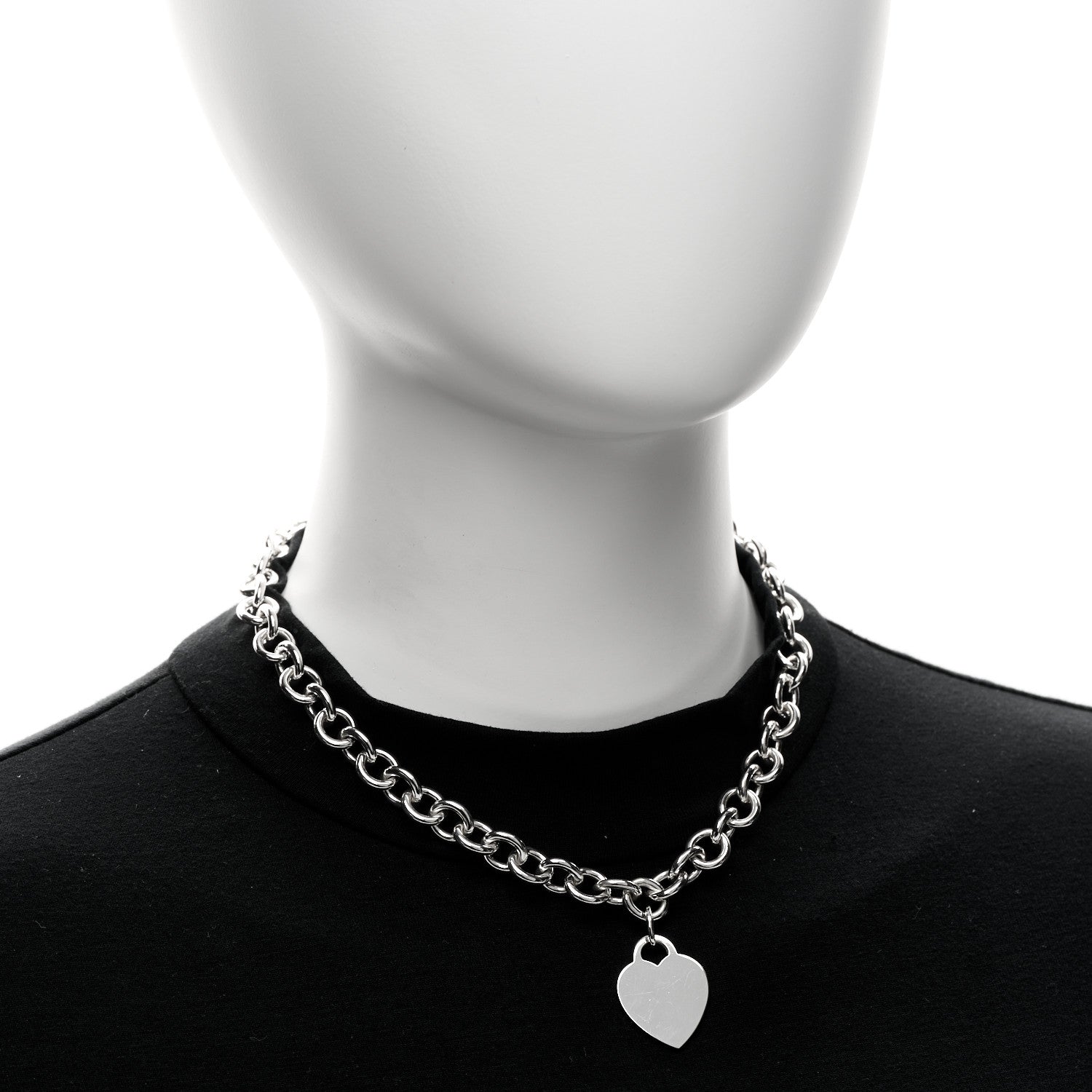 Tiffany Sterling Silver Heart Tag Pendant Necklace 2 of 5