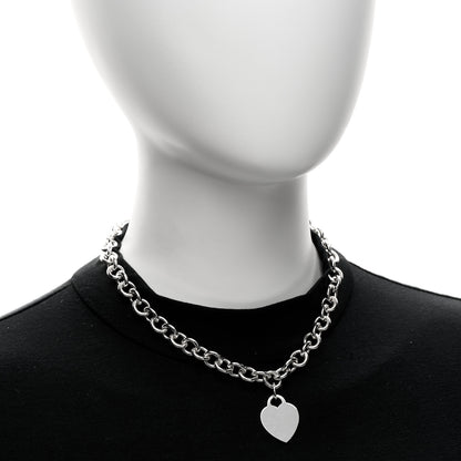 Tiffany Sterling Silver Heart Tag Pendant Necklace 2 of 5