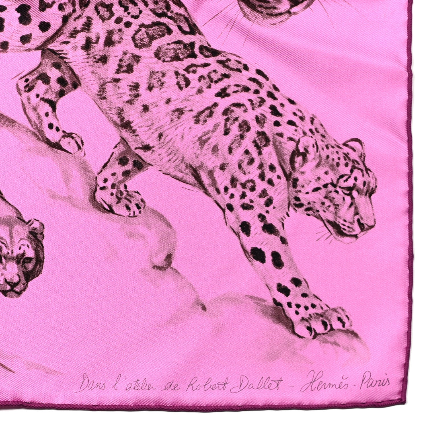Hermes Silk Dans l'atelier de Robert Dallet Scarf 90 Rose Cyclamen Gris Sepia 2 of 4