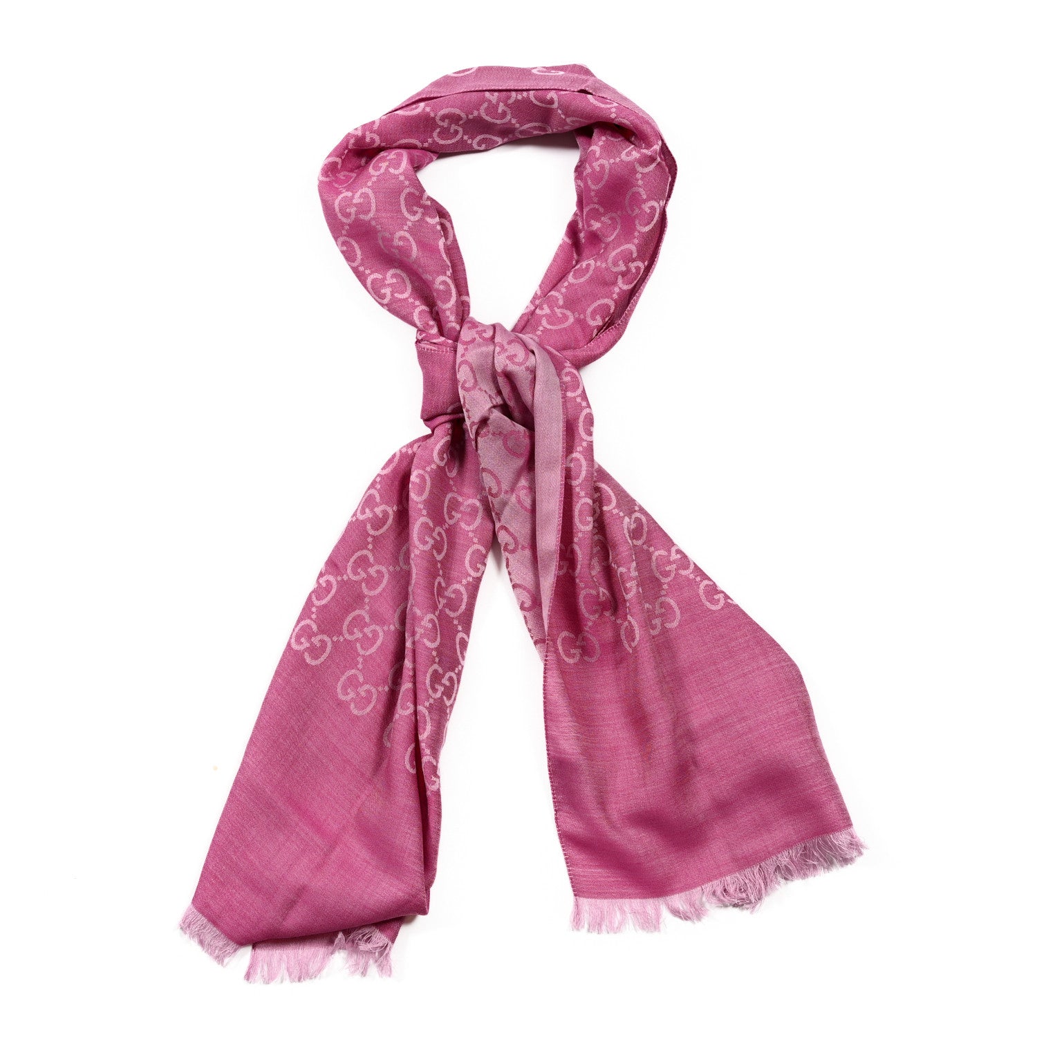 Gucci Wool Silk GG Monogram GGNat Scarf Roseate 1 of 4