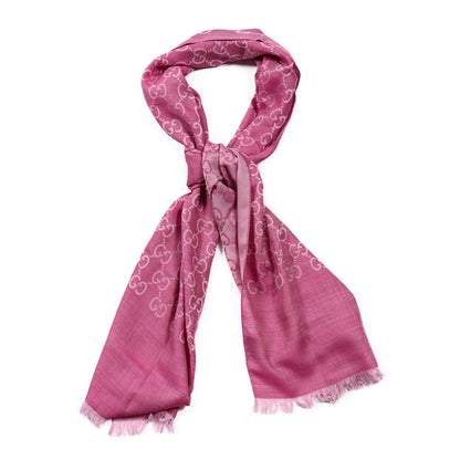Gucci Wool Silk GG Monogram GGNat Scarf Roseate 1 of 4