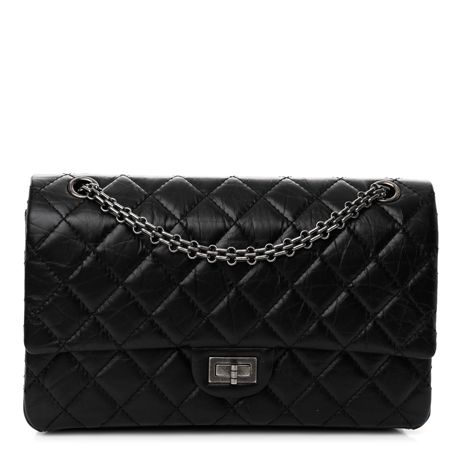 Aged Calfskin Quilted 2.55 Reissue 226 Flap Black