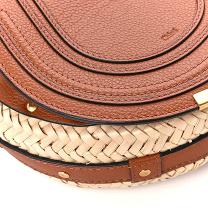 Chloe Raffia Small Grain Calfskin Small Marcie Basket Crossbody Tan 9 of 12