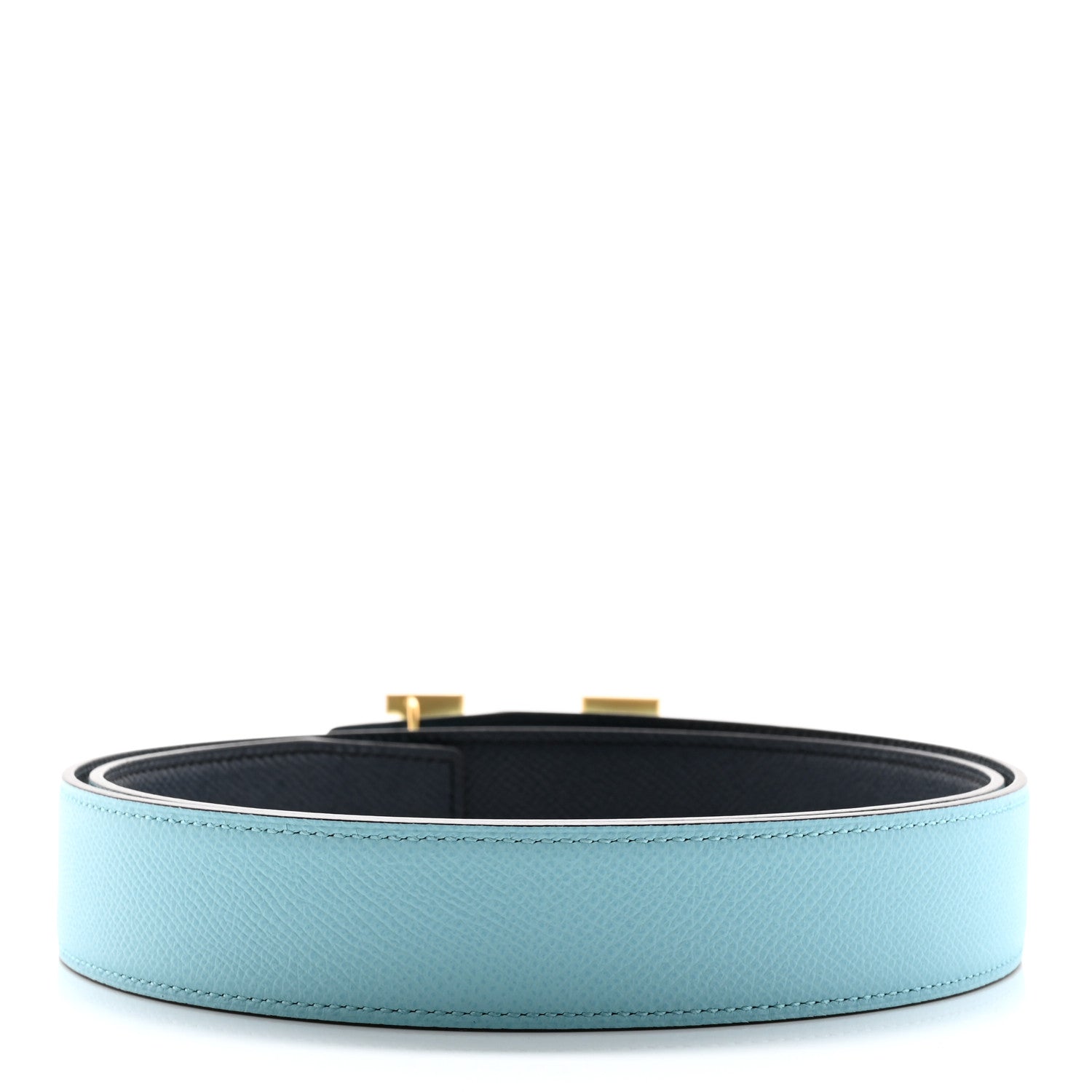 Hermes Epsom 32mm H Belt 90 36 Bleu Atoll Bleu Indigo 2 of 8