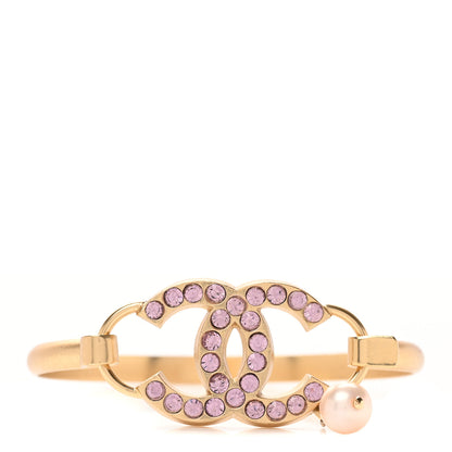 Chanel Pearl Crystal CC Bangle Gold Pink 1 of 5