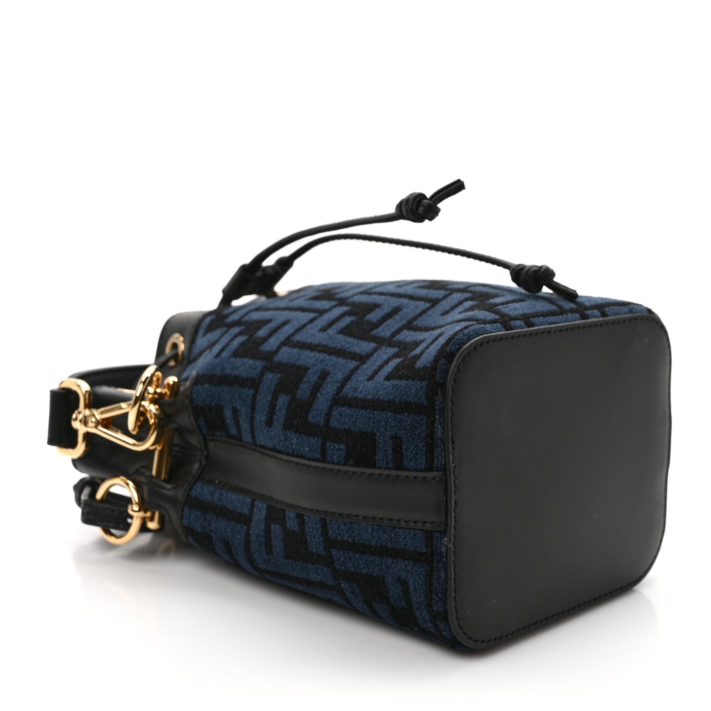 Chenille Vitello King FF Mini Mon Tresor Bucket Bag Blue Black