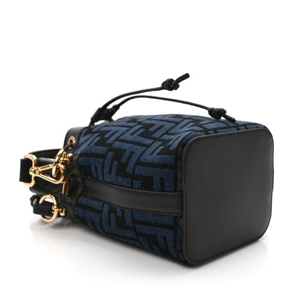 Fendi Chenille Vitello King FF Mini Mon Tresor Bucket Bag Blue Black 4 of 9