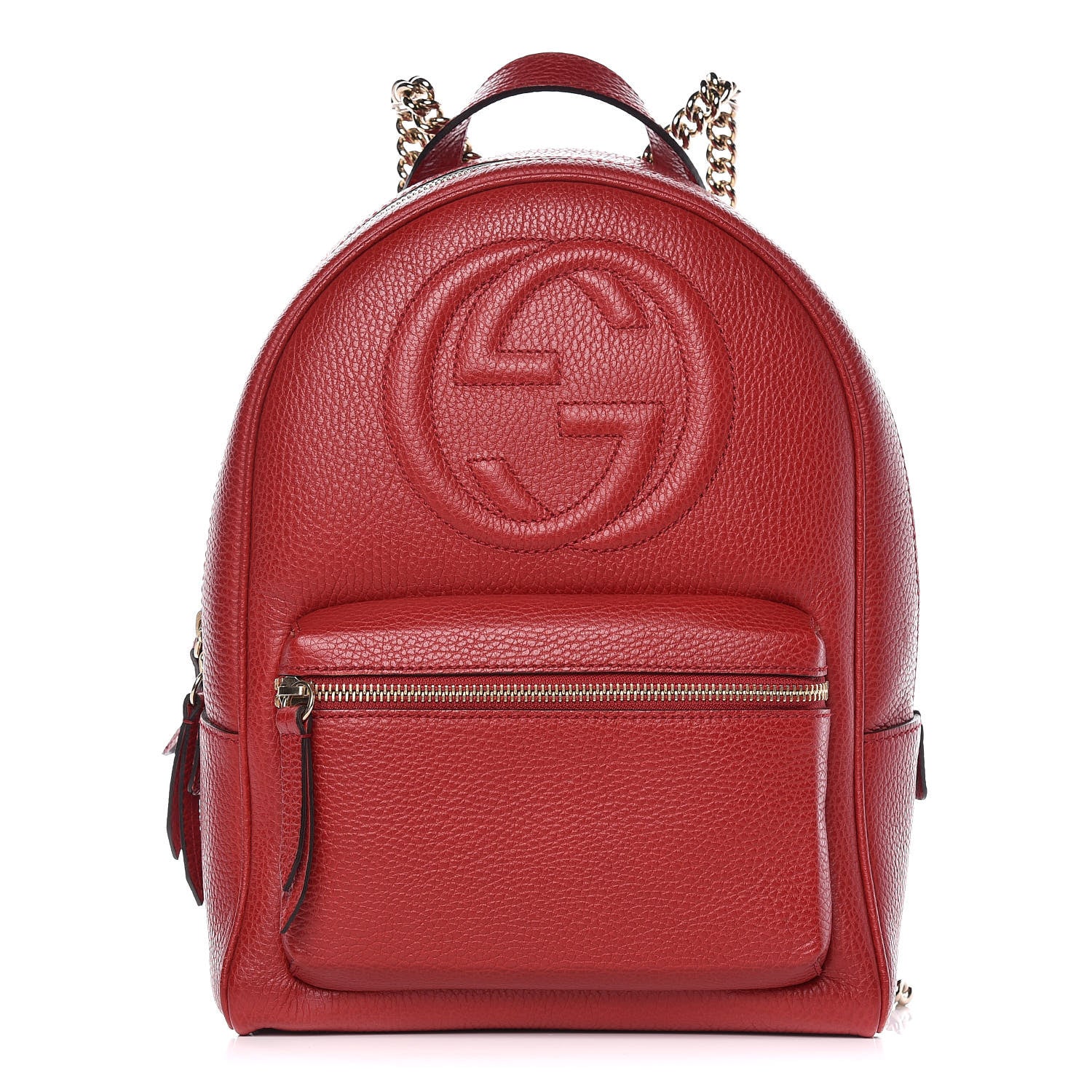 Gucci Pebbled Calfskin Soho Chain Backpack Red 1 of 10