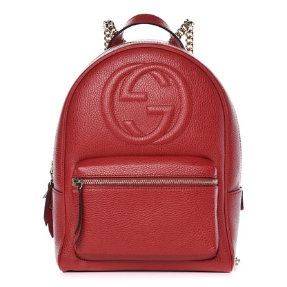 Gucci Pebbled Calfskin Soho Chain Backpack Red 1 of 10
