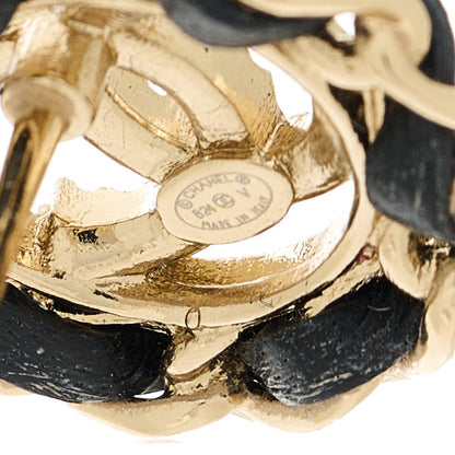 Chanel Crystal Lambskin Chain CC Stud Earrings Black Gold 4 of 5