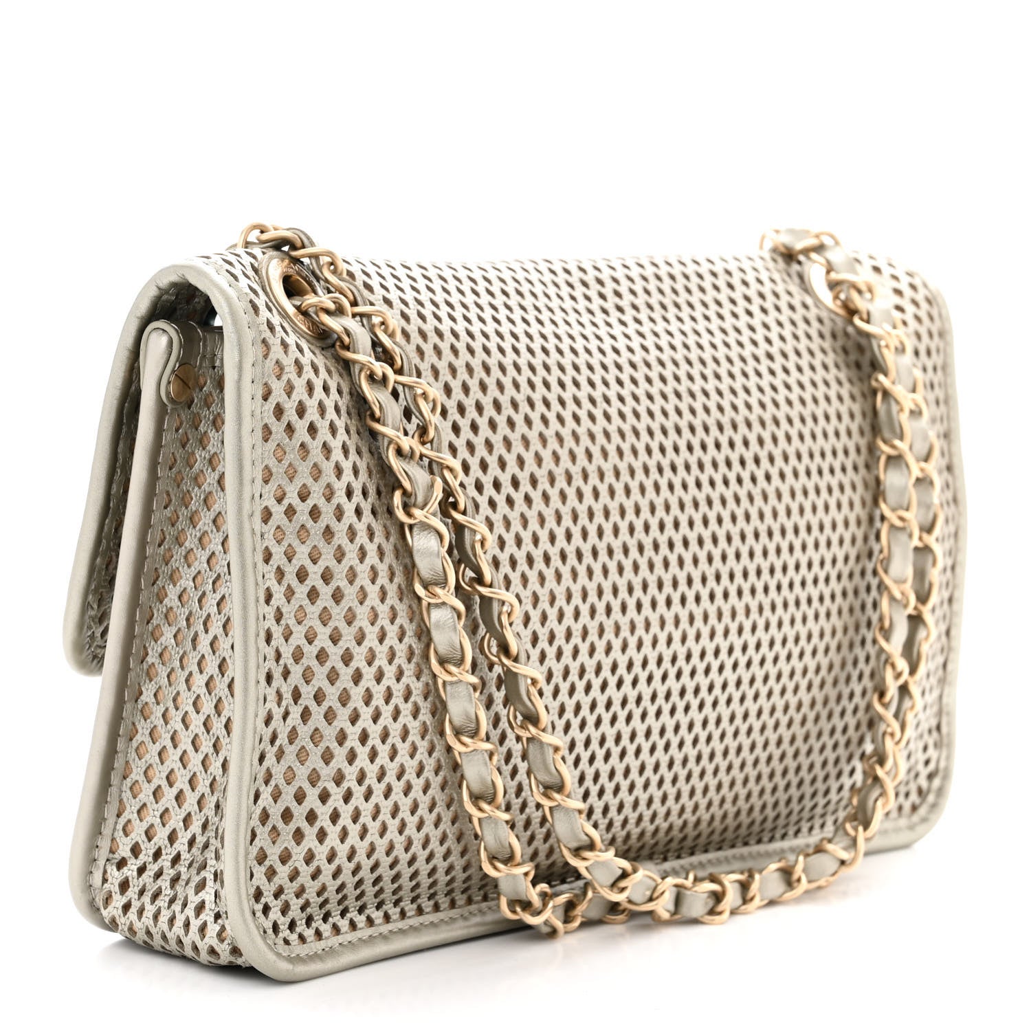 Chanel Perforated Calfskin Large Up In The Air Flap Light Gold 3 of 11