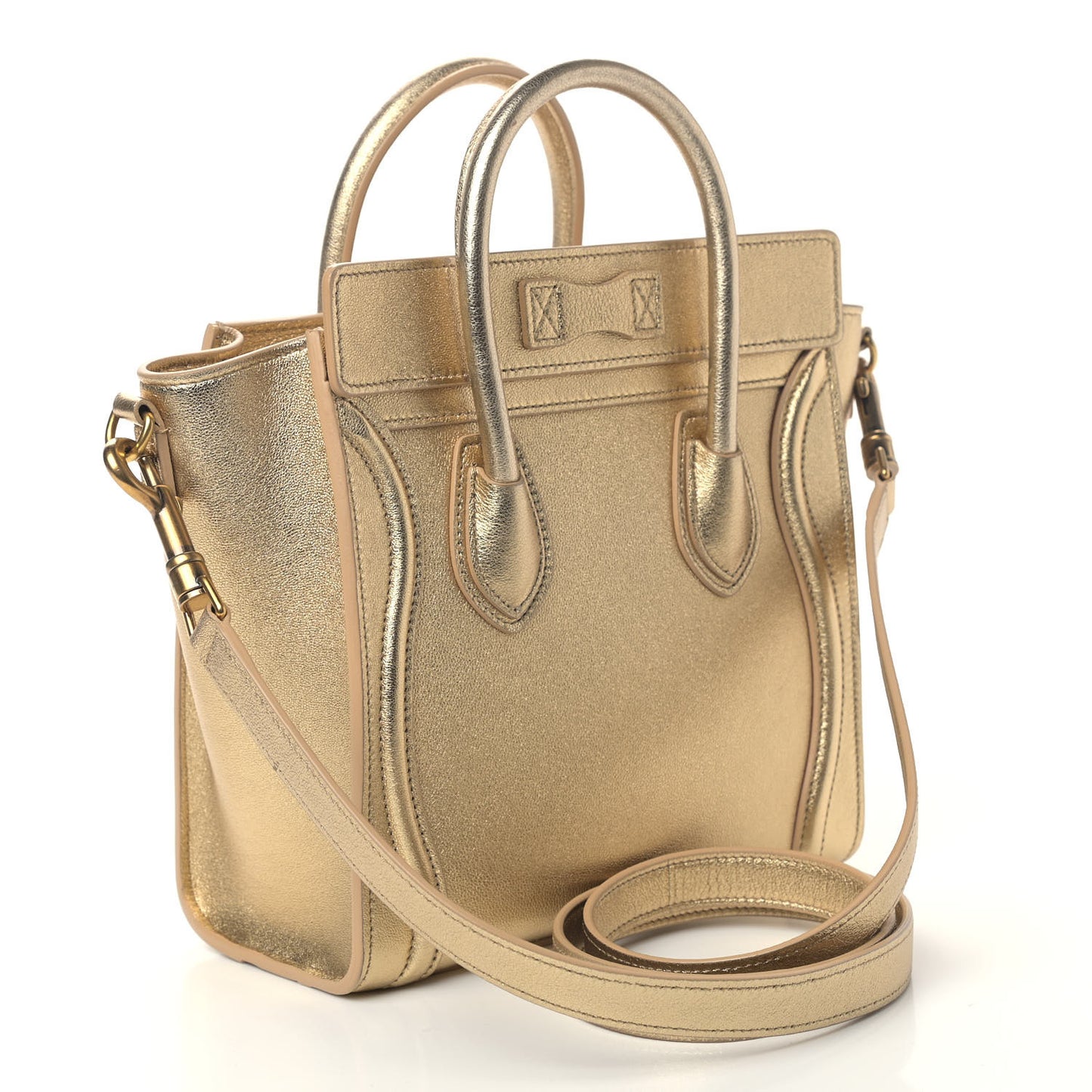 Laminated Lambskin Nano Luggage Gold