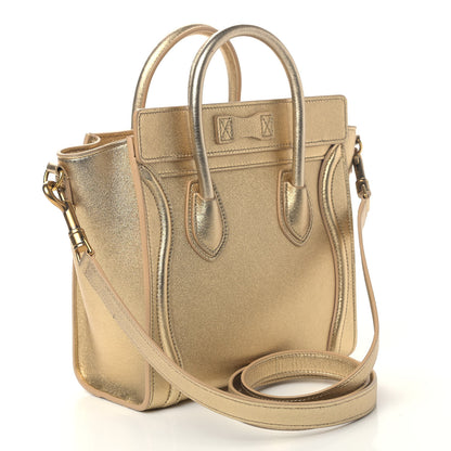 Celine Laminated Lambskin Nano Luggage Gold 2 of 4