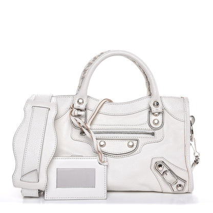 Balenciaga Chevre Silver Metallic Edge Hardware Mini City White 1 of 13
