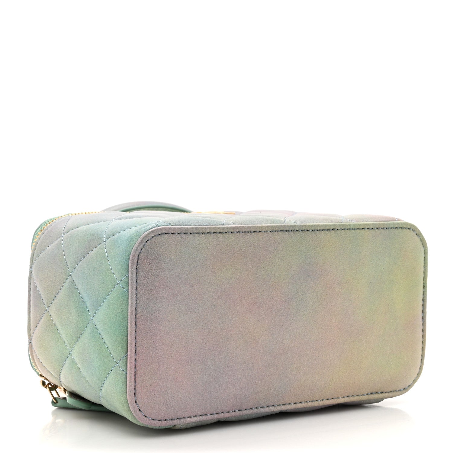 Chanel Lambskin Quilted Ombre Small Top Handle Vanity Case With Chain Blue Green 4 of 11