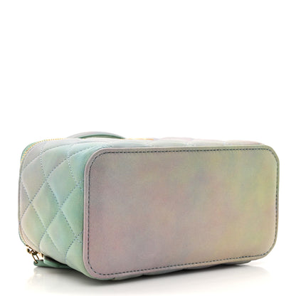 Chanel Lambskin Quilted Ombre Small Top Handle Vanity Case With Chain Blue Green 4 of 11