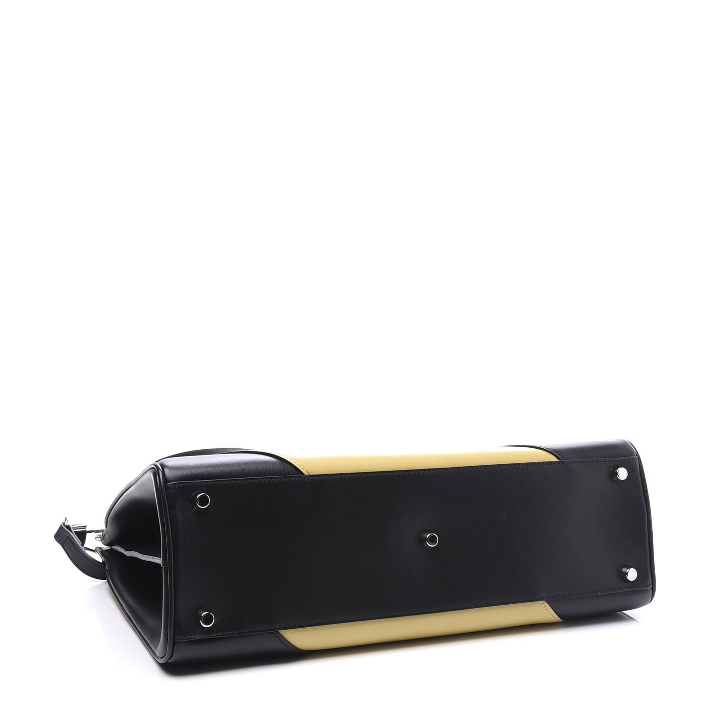 Smooth Calfskin Diagonal Striped Medium Zumi Top Handle Bag Black Beige