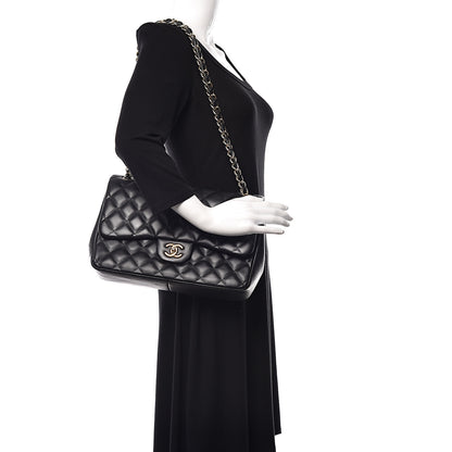 Chanel Lambskin Quilted Jumbo Double Flap Black 2 of 10