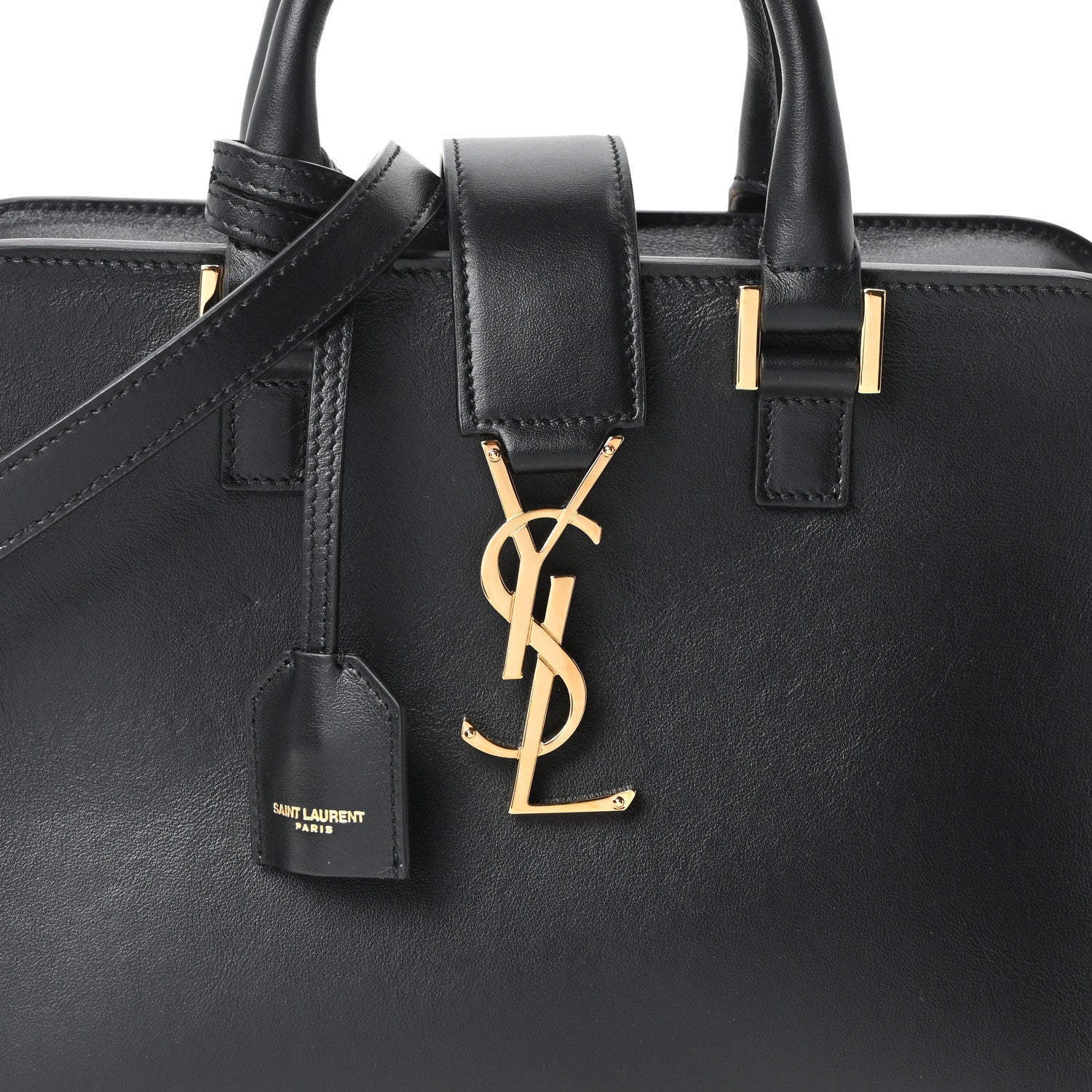 Saint Laurent Calfskin Monogram Baby Cabas Black 8 of 10