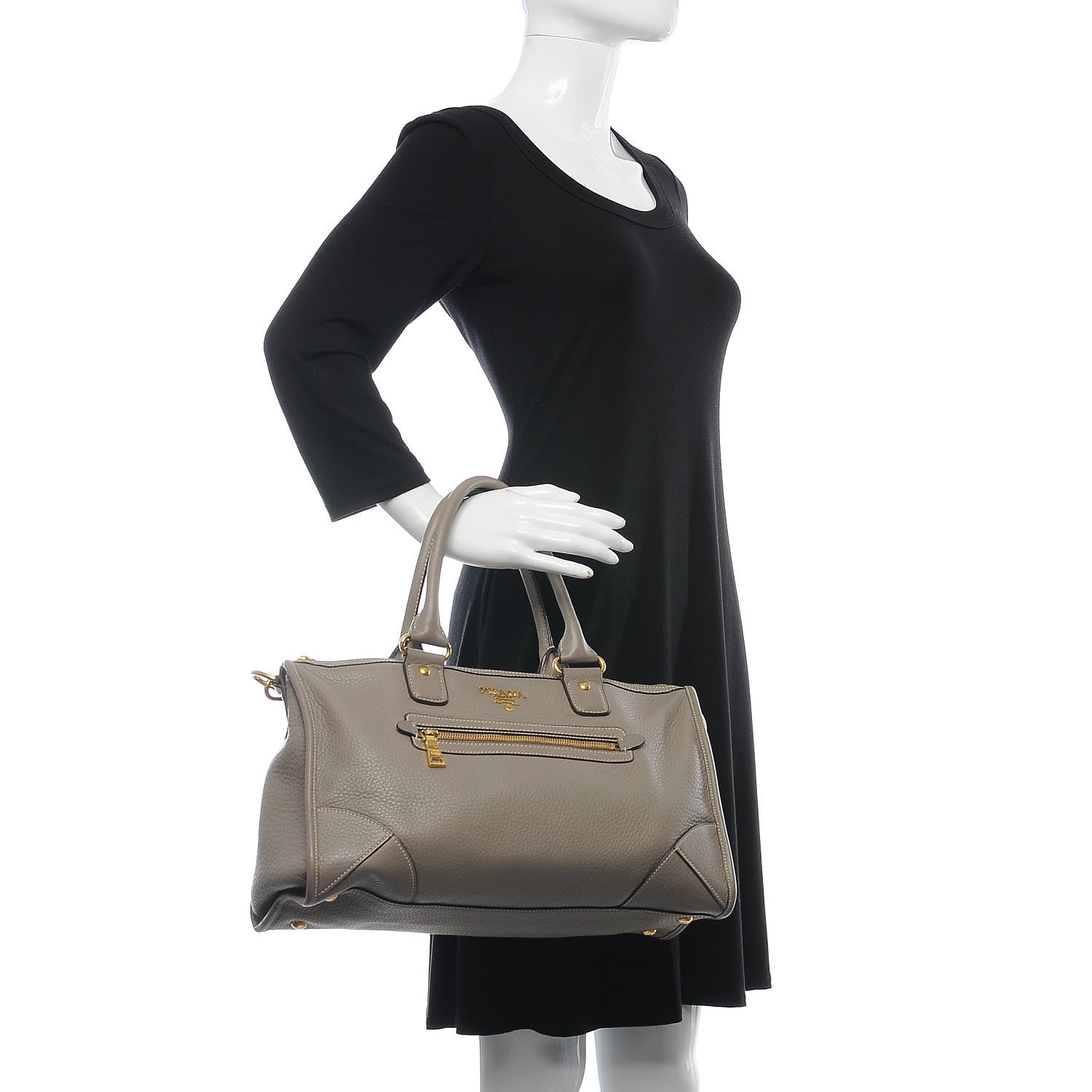 Prada Vitello Daino Shopping Satchel Argilla 3 of 9