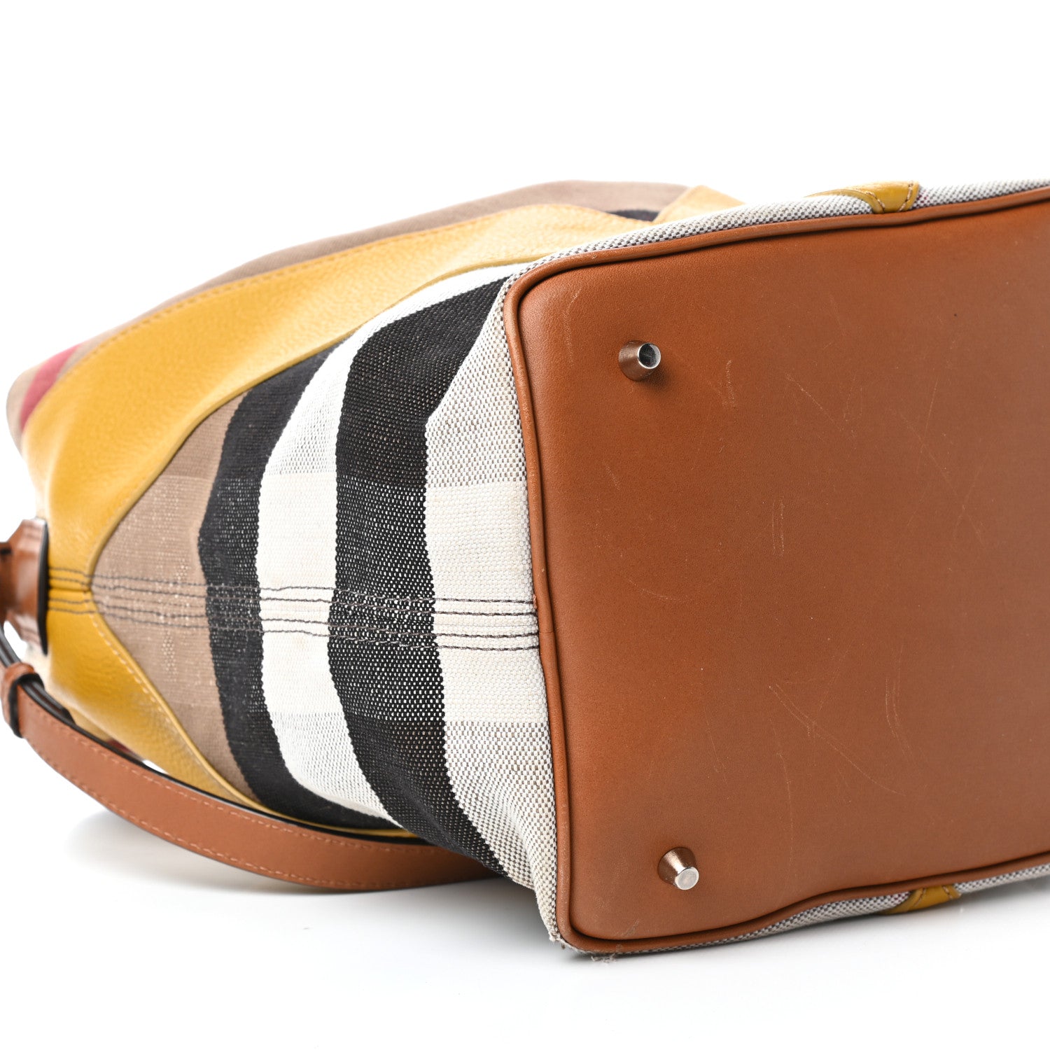 Burberry Canvas Mega Check Calfskin Chevron Medium Hobo Multicolor 10 of 12