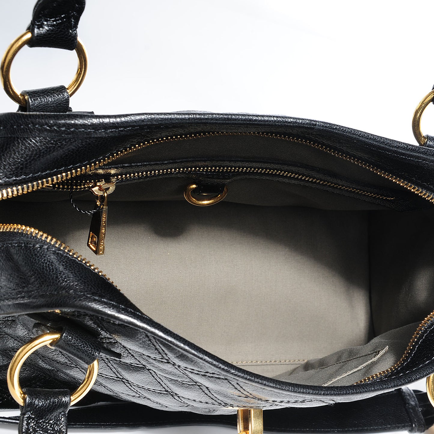 Lacquered Goatskin Quilting Class Satchel Black