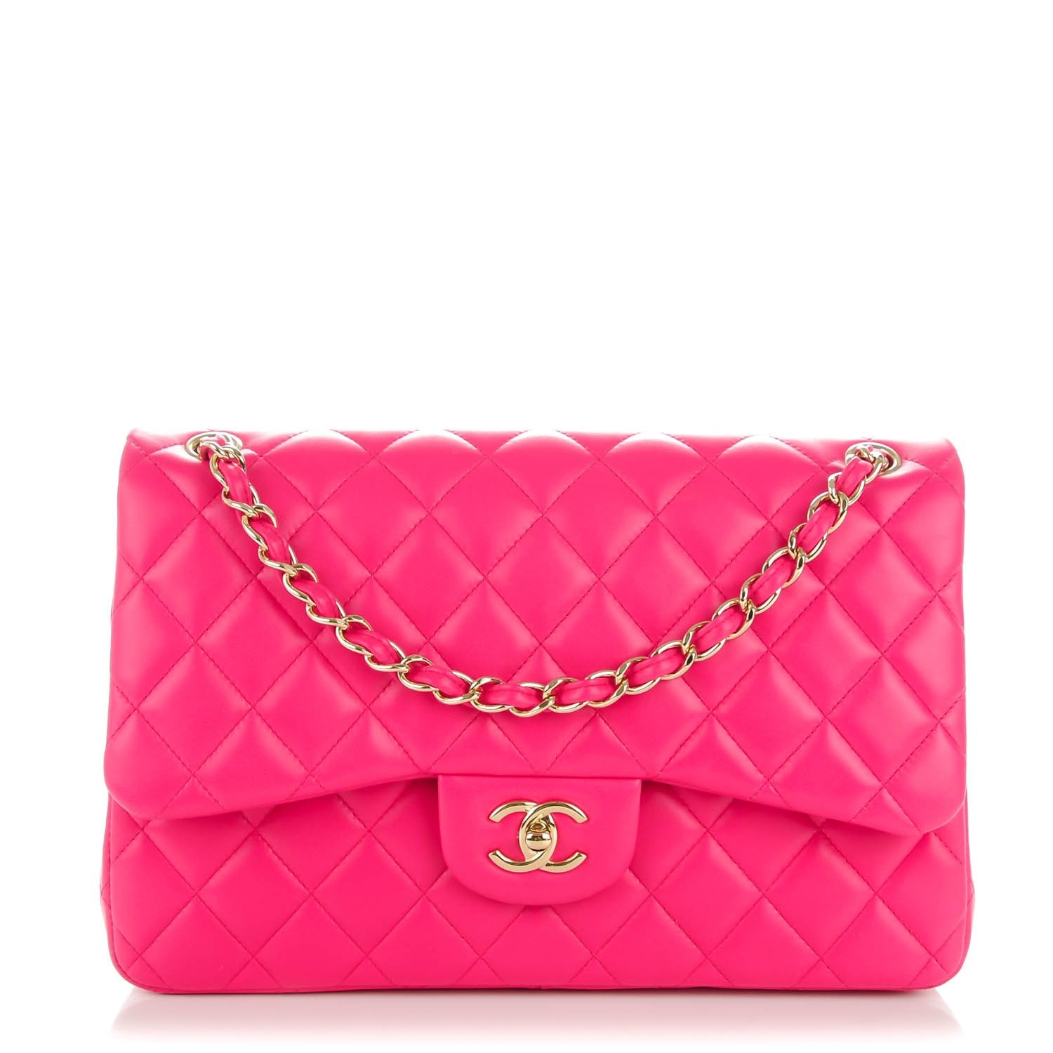 Chanel Lambskin Quilted Jumbo Double Flap Fuchsia 1 of 8