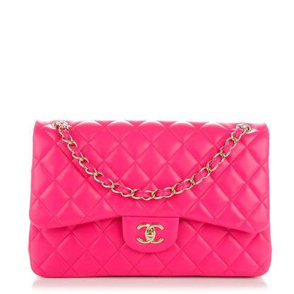 Chanel Lambskin Quilted Jumbo Double Flap Fuchsia 1 of 8