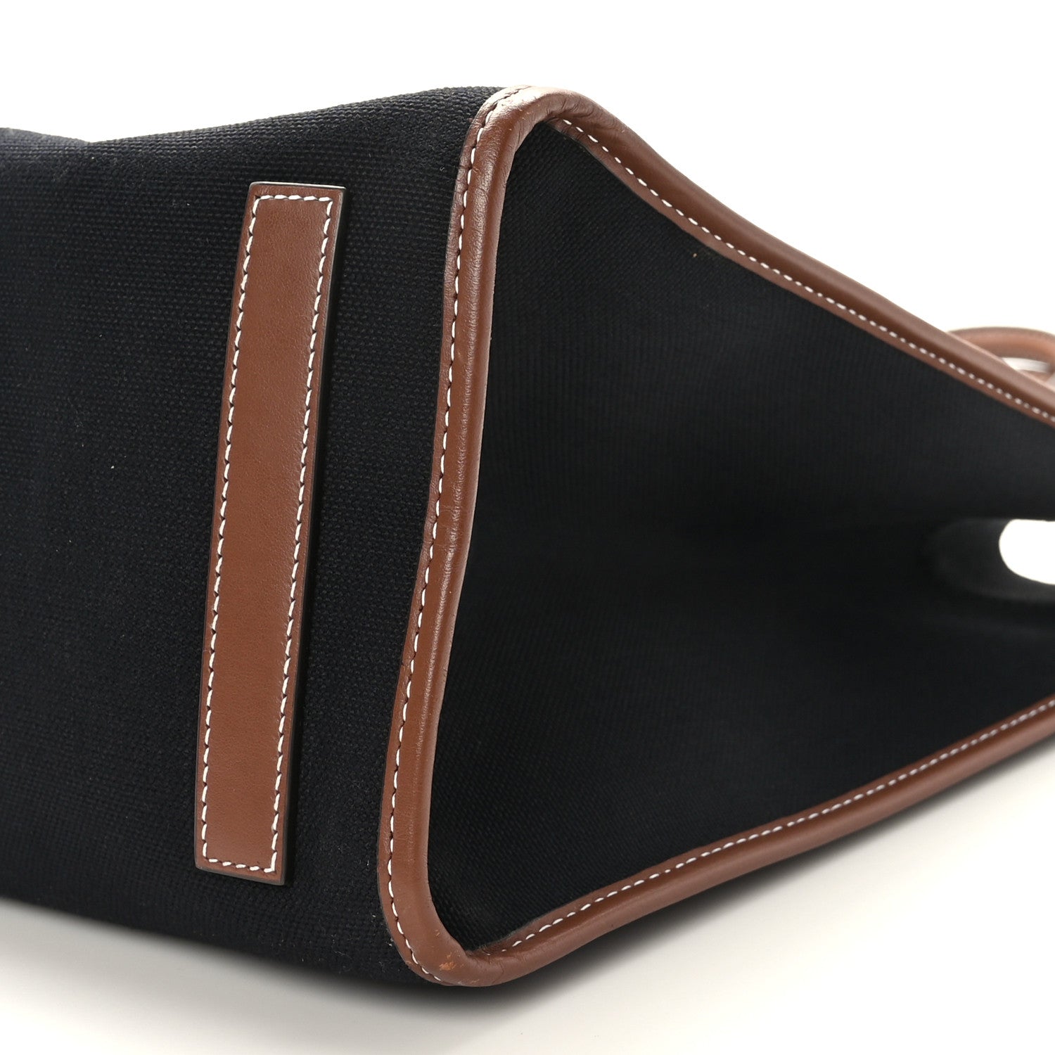 Burberry Canvas Smooth Calfskin Medium Two Tone Freya Tote Black Tan 8 of 8