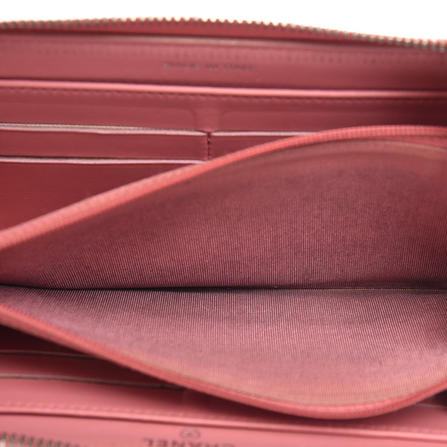 Lambskin Quilted Large Gusset Zip Around Wallet Pink