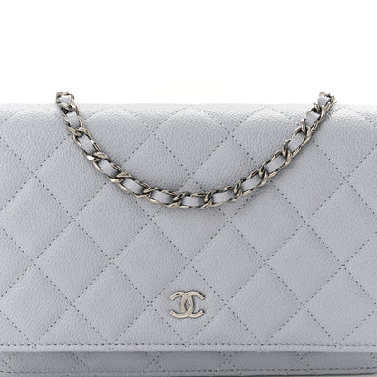 Chanel Caviar Quilted Wallet On Chain WOC Light Grey 9 of 12
