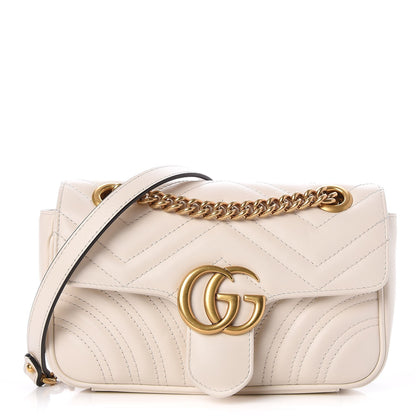 Gucci Calfskin Matelasse Mini GG Marmont Shoulder Bag White 1 of 7