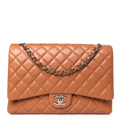 Chanel Caviar Quilted Maxi Double Flap Light Brown 1 of 11