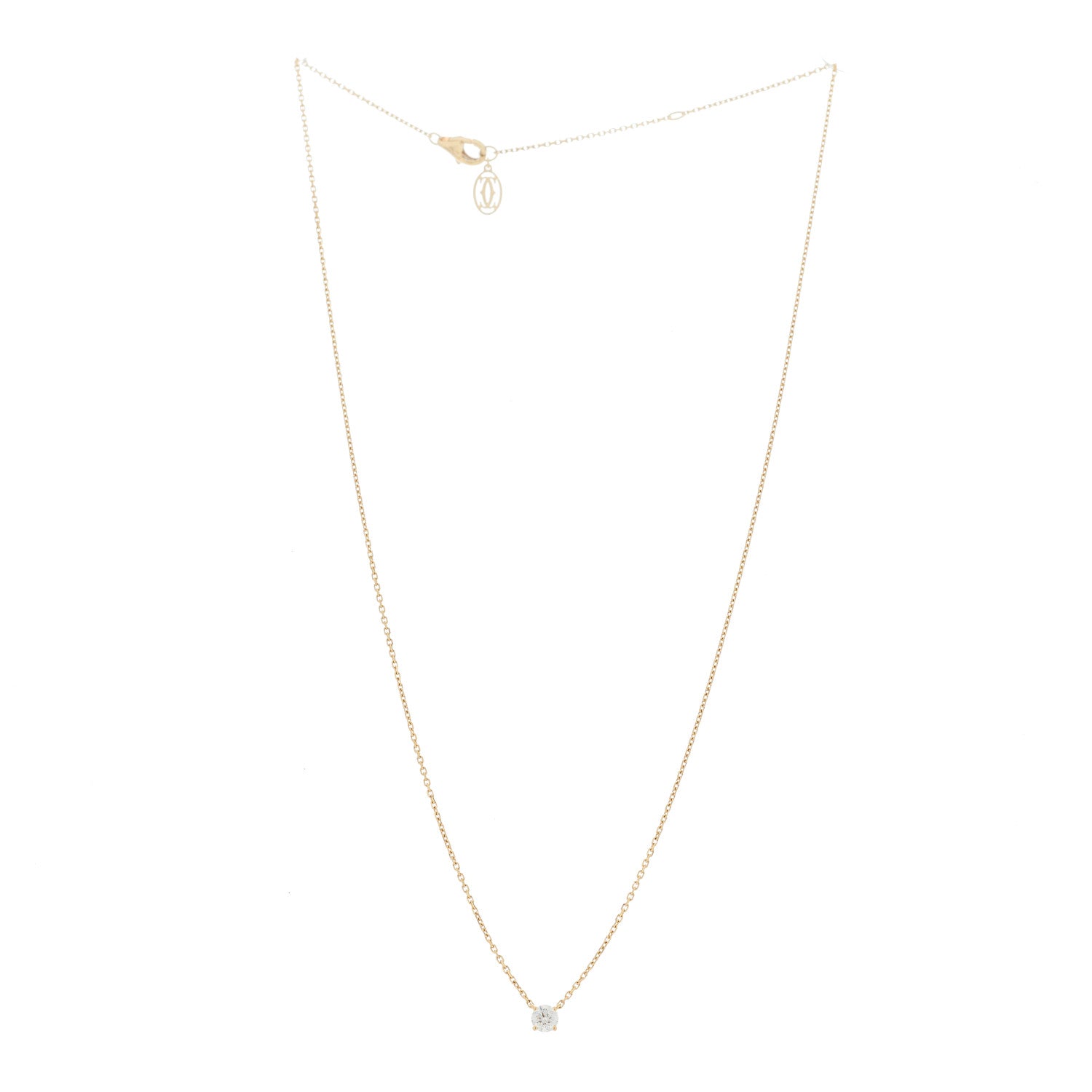 Cartier 18K Yellow Gold Diamond .24ct Solitaire 1895 Pendant Necklace 3 of 6