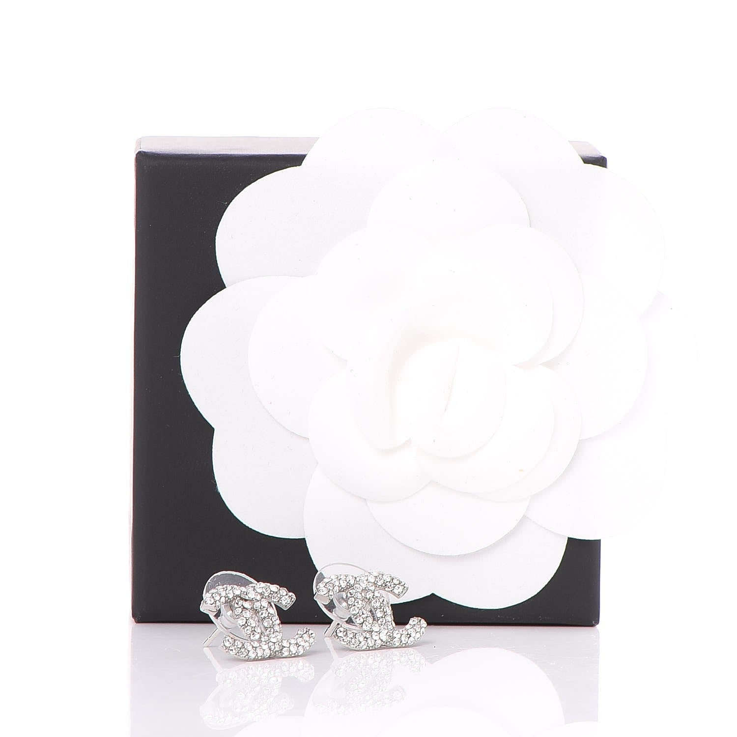 Chanel Crystal CC Earrings Silver 5 of 5