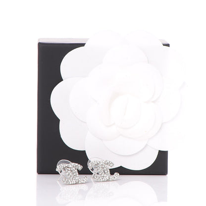 Chanel Crystal CC Earrings Silver 5 of 5