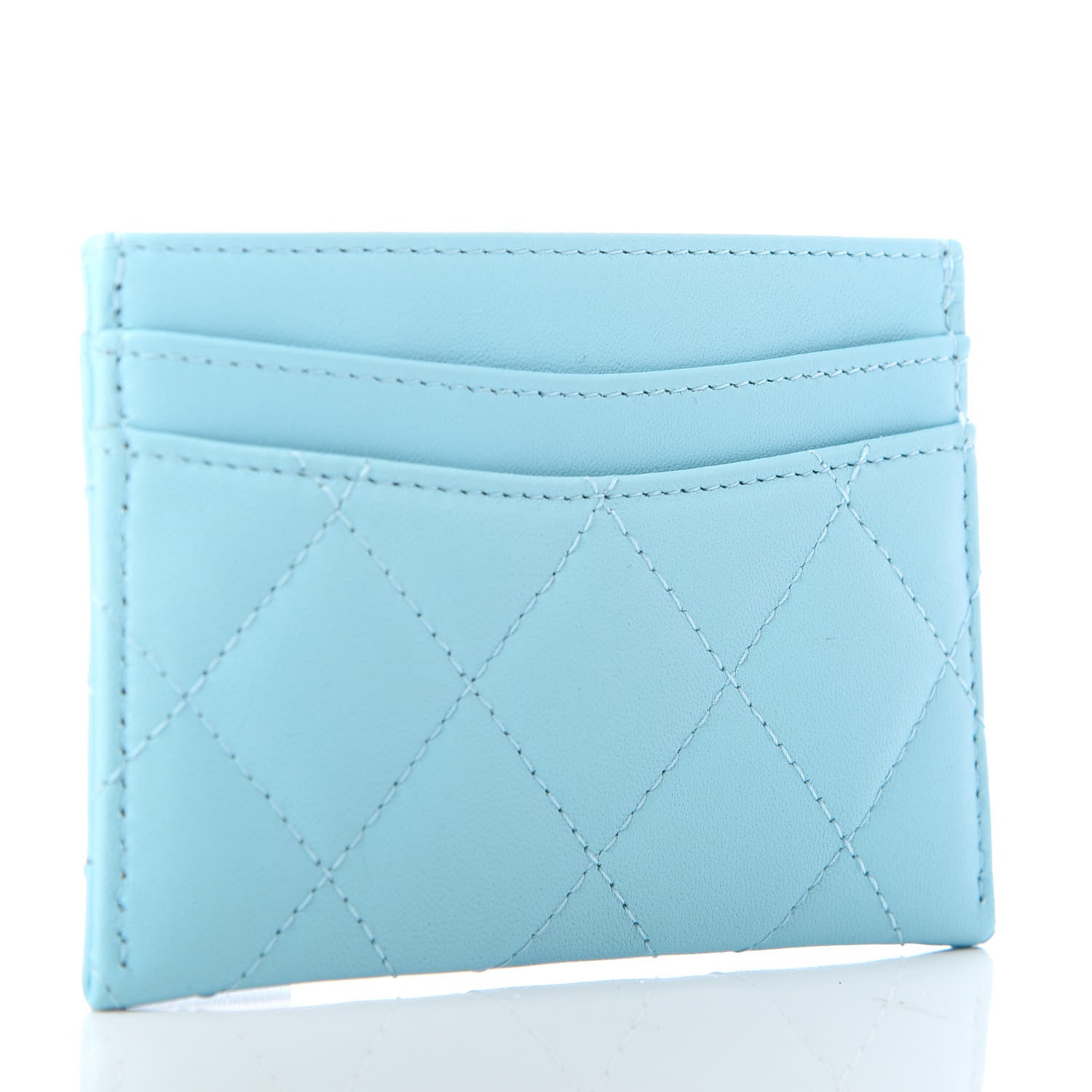 Chanel Lambskin Quilted Card Holder Neon Blue 3 of 9