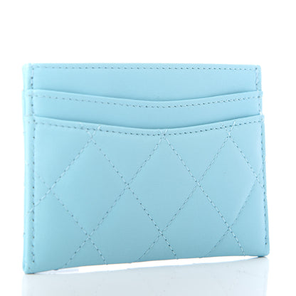 Chanel Lambskin Quilted Card Holder Neon Blue 3 of 9