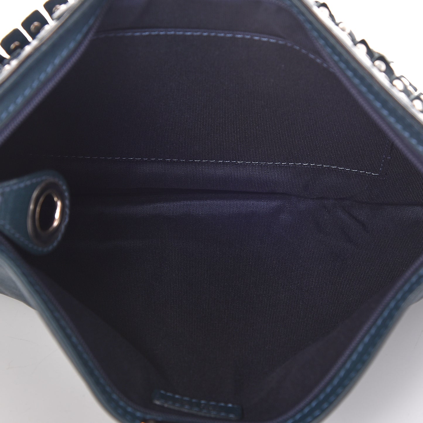 Lambskin Studded Fringe Zulu Clutch Turquoise