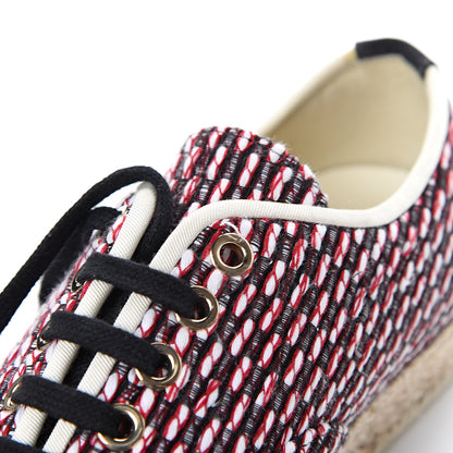 Chanel Tweed Grosgrain Lace Up Espadrilles 37 Red White Black 8 of 8