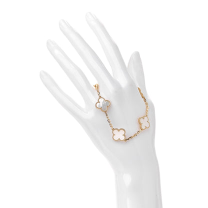 Van Cleef & Arpels 18K Yellow Gold Mother of Pearl 5 Motifs Vintage Alhambra Bracelet 2 of 6