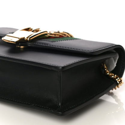 Gucci Calfskin Super Mini Sylvie Chain Shoulder Bag Black 10 of 11