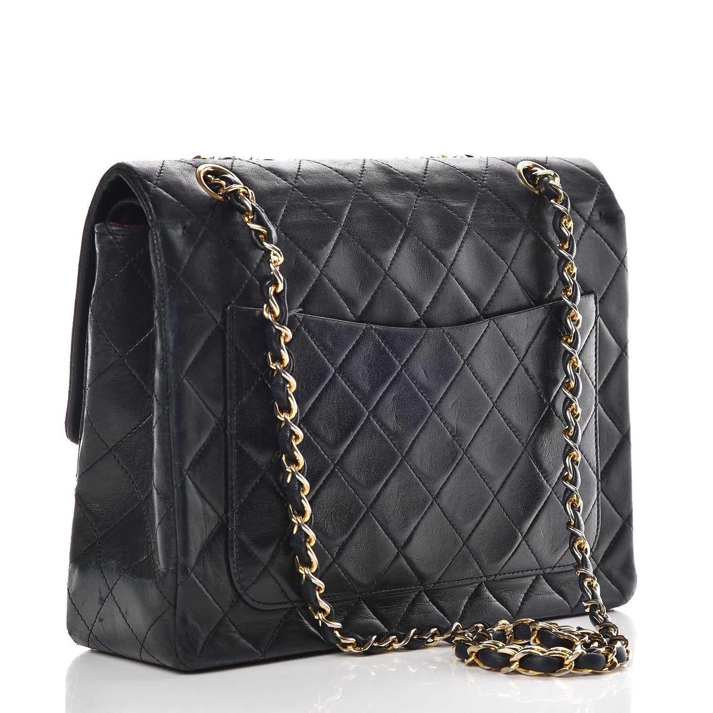 Lambskin Quilted Medium Double Flap Black