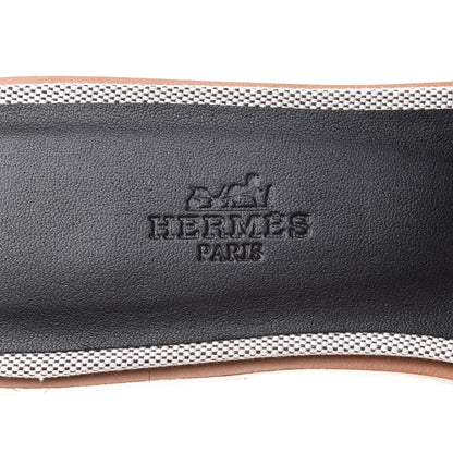 Hermes Calfskin Canvas Oran Sandals 37 Black 7 of 8